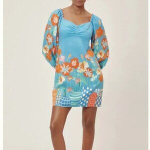Farm Rio x Anthropologie Linen Blend Printed Mini Dress NWT